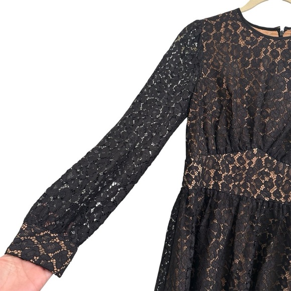 Michael Kors Leopard Corded Lace slong sleeves black Mini Dress - Picture 3 of 6
